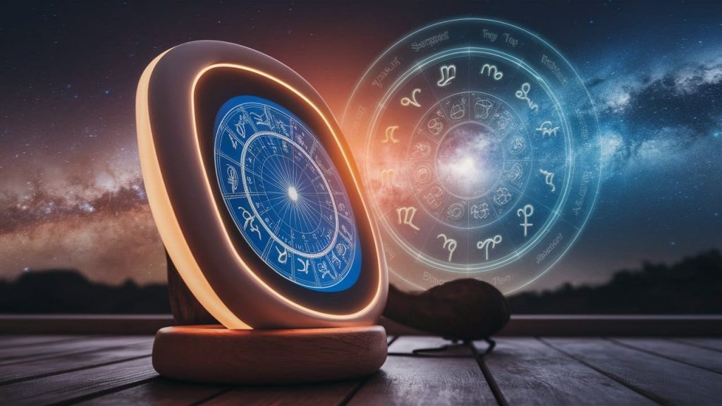 AI-powered astrology technology analyzing birth chart readings with advanced algorithms